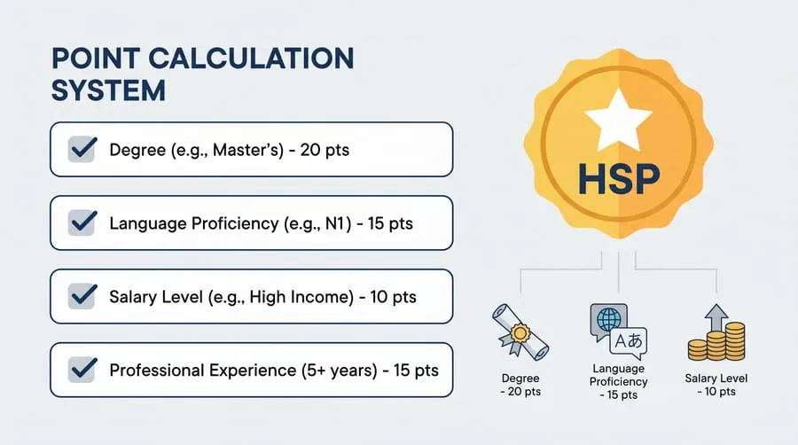 HSP visa point calculation for permanent residency in Japan