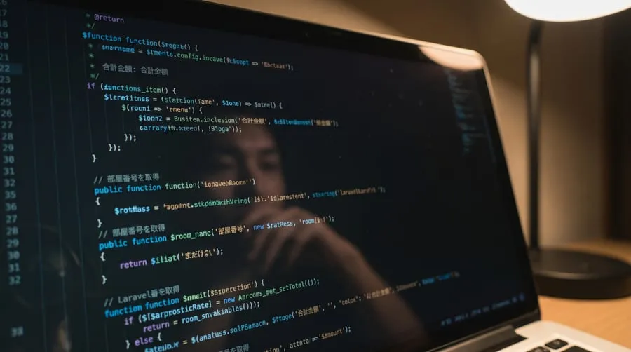 Code on screen