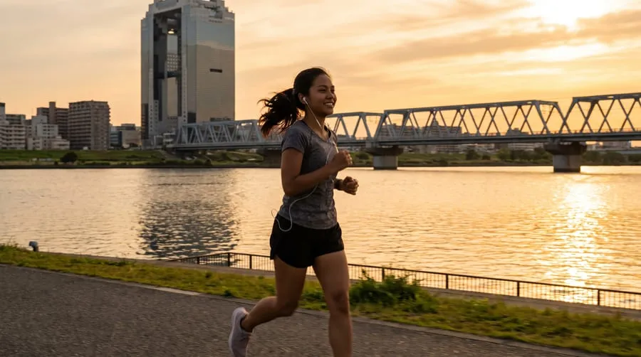 Golden hour in Japanese city — work-life balance