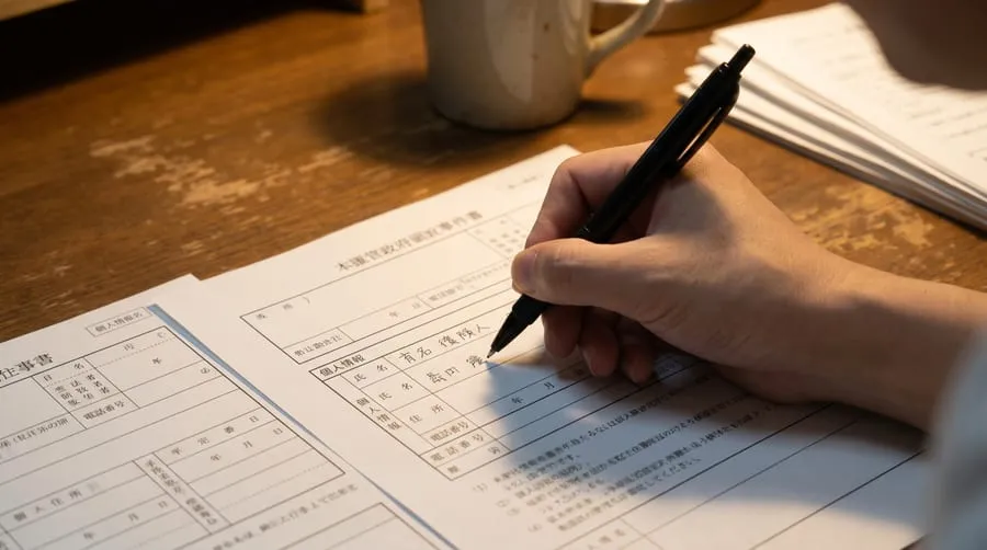Filling out Japanese visa application documents