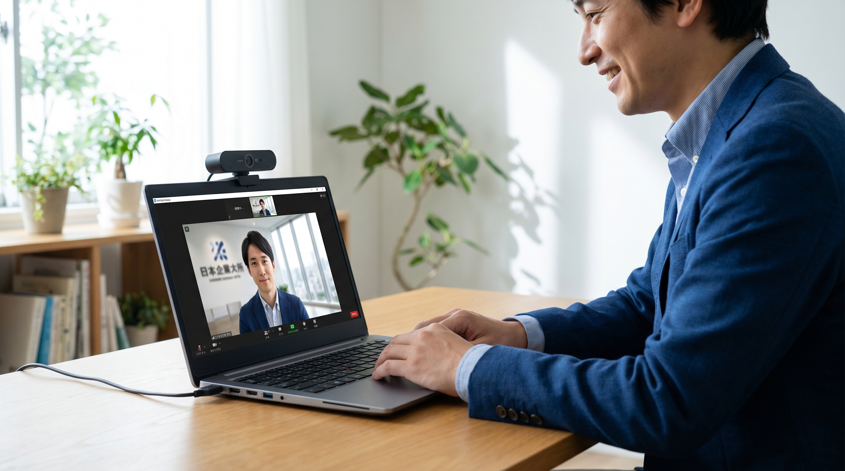 Professional video call job interview for IT position in Japan